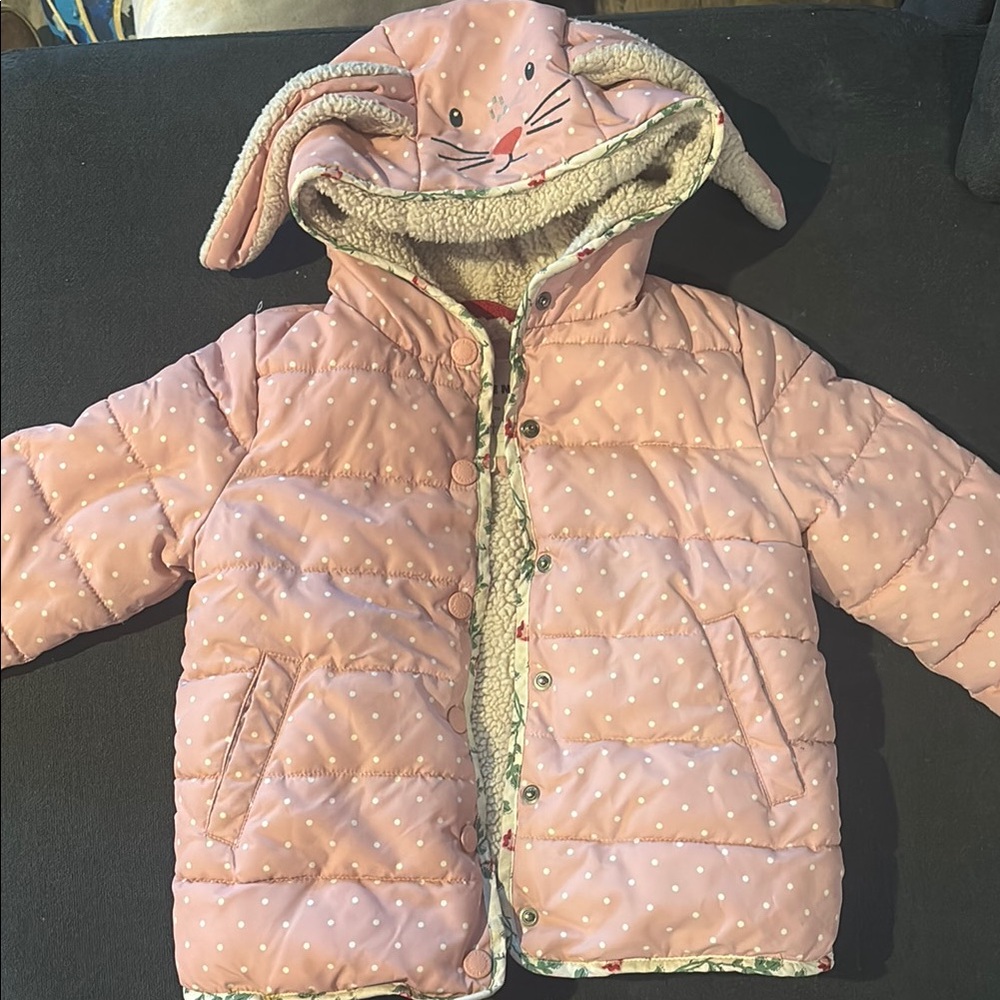 Pink Polka Dot Bunny Hooded Jacket